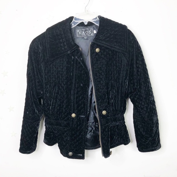 Kaos By Andy John’s black velvet quilted jacket - Picture 8 of 13